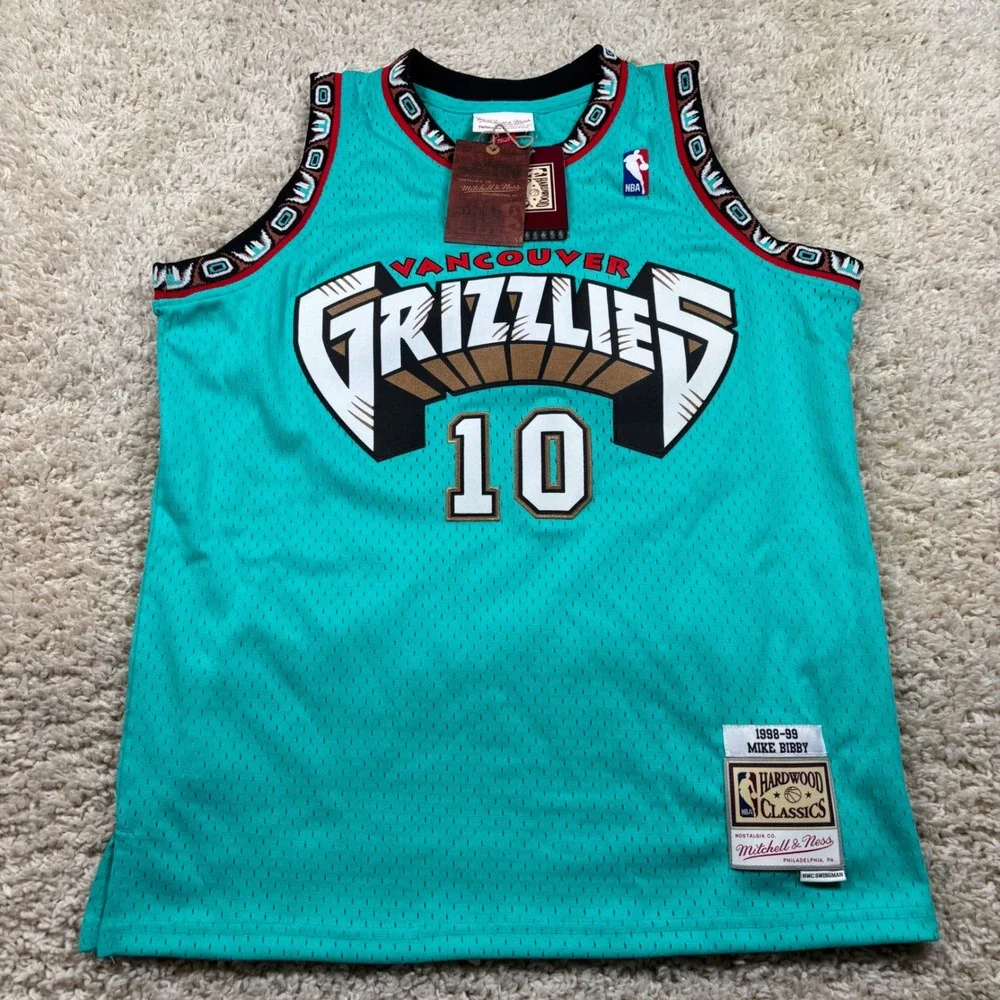 Mitchell & Ness Mike Bibby Vancouver Grizzlies #10 Jersey Kids L Teal NWT